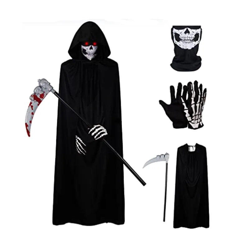 Black Death Costume: Scary Halloween Costume | Pick from two (reaper/skull) or BOTH