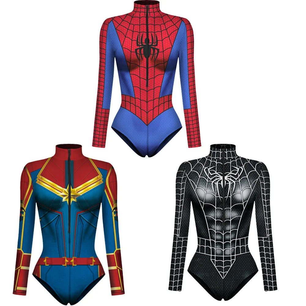 Summer time Hero Costume: Pick 4 (Captain Marvel, Spiderwoman, Deadpool, Venom)
