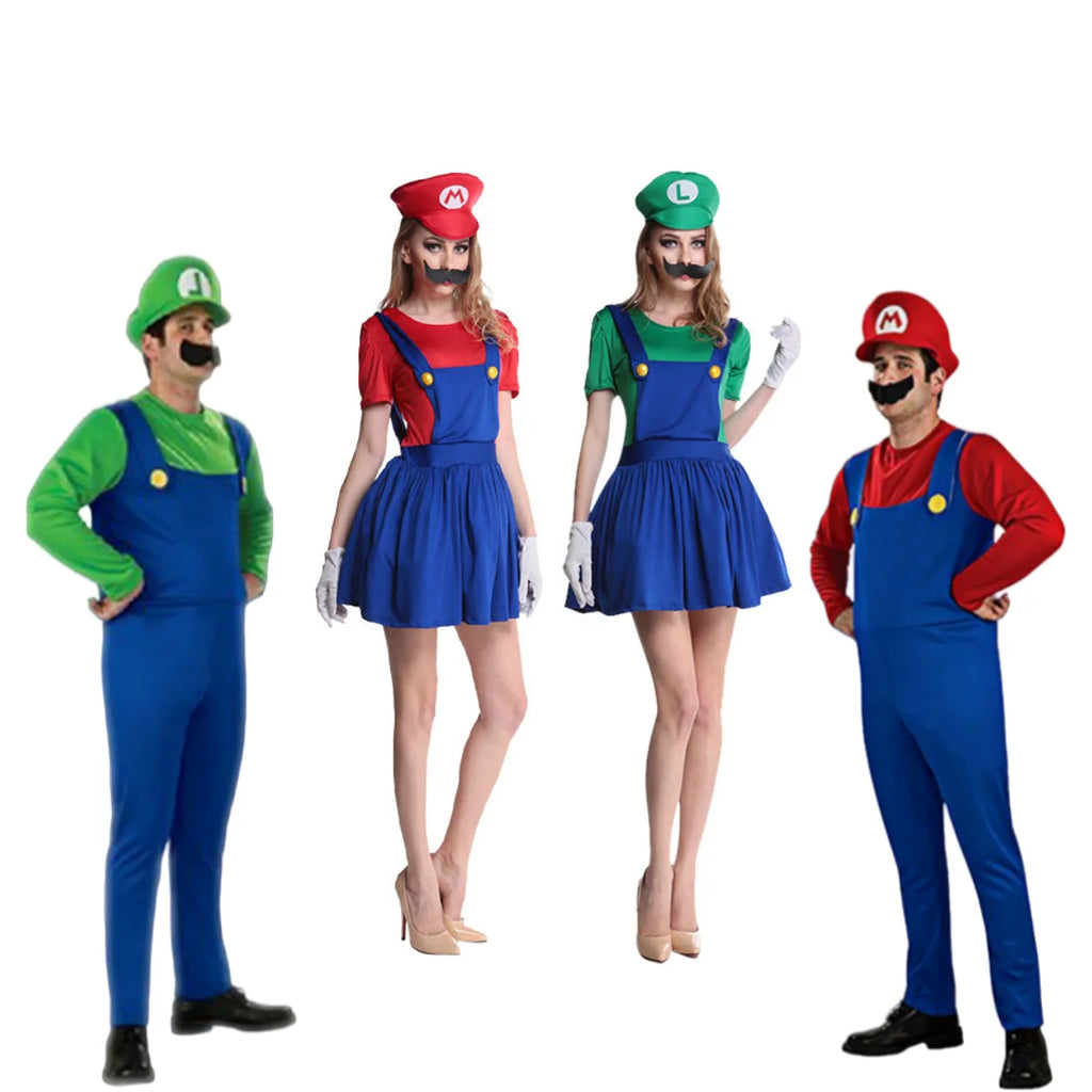 Super Mario: Mario and Luigi (Male and Female) / Halloween couple, duo, squad Costume