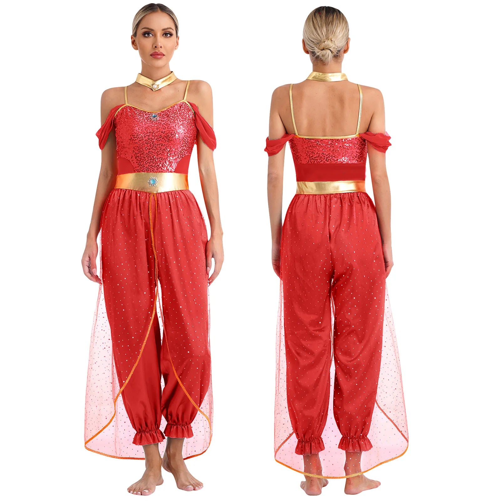 Aladdin Movie: Princess Jasmine and her sisters Costume (Torquoise Princess Jasmine Dress)